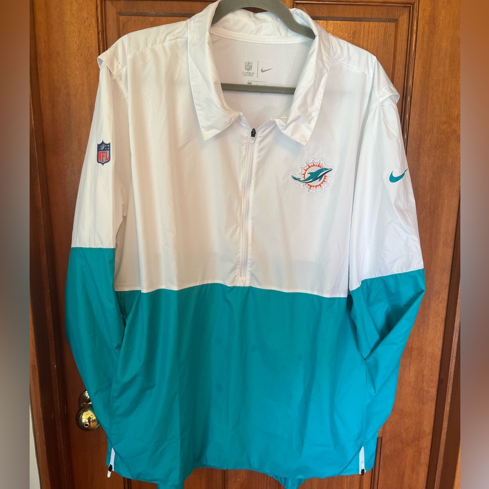 Nike NFL On Field Apparel Miami Dolphins Half Zip Pullover Windbreaker Men’s XL